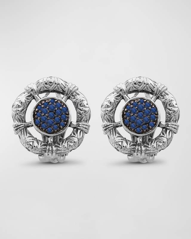 Blue Sapphire Earrings in Sterling Silver